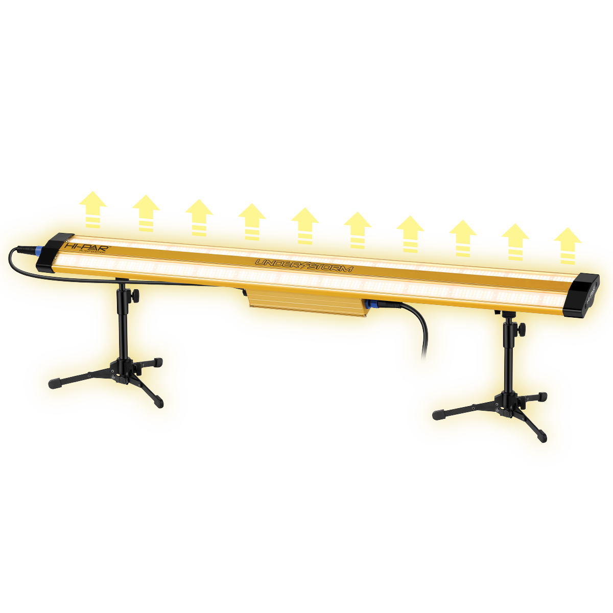 HI-PAR Understorm Under-Canopy LED Grow Light | 200W Full Spectrum | PPF >507 µmol/s | 2.52 µmol/J | IP65 | Includes Manual Dimmer + Stands