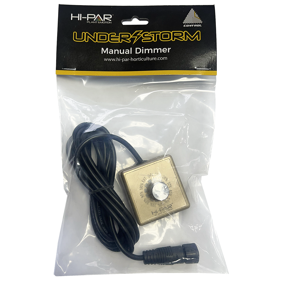 HI-PAR Understorm Under-Canopy LED Grow Light | 200W Full Spectrum | PPF >507 µmol/s | 2.52 µmol/J | IP65 | Includes Manual Dimmer + Stands