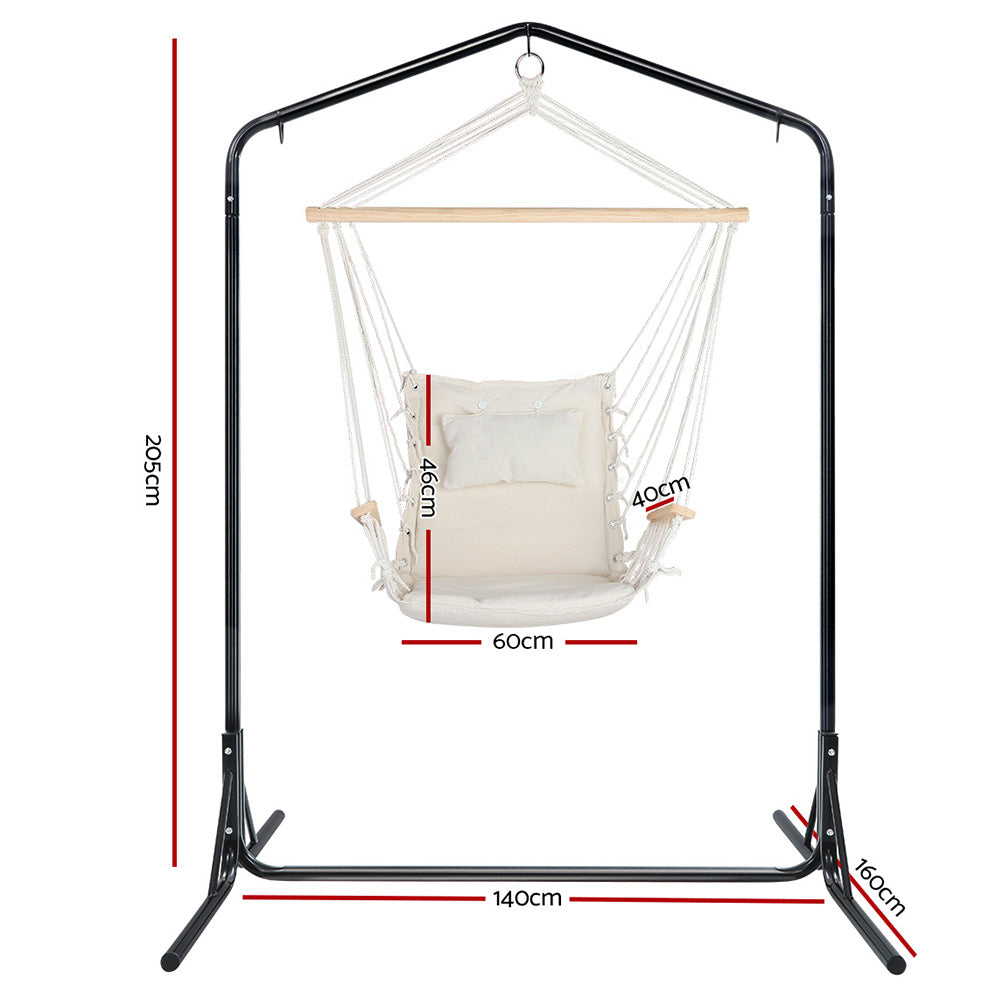 Gardeon Outdoor Hammock Chair | w/Stand | Swing Hanging Hammock | Garden | Cream