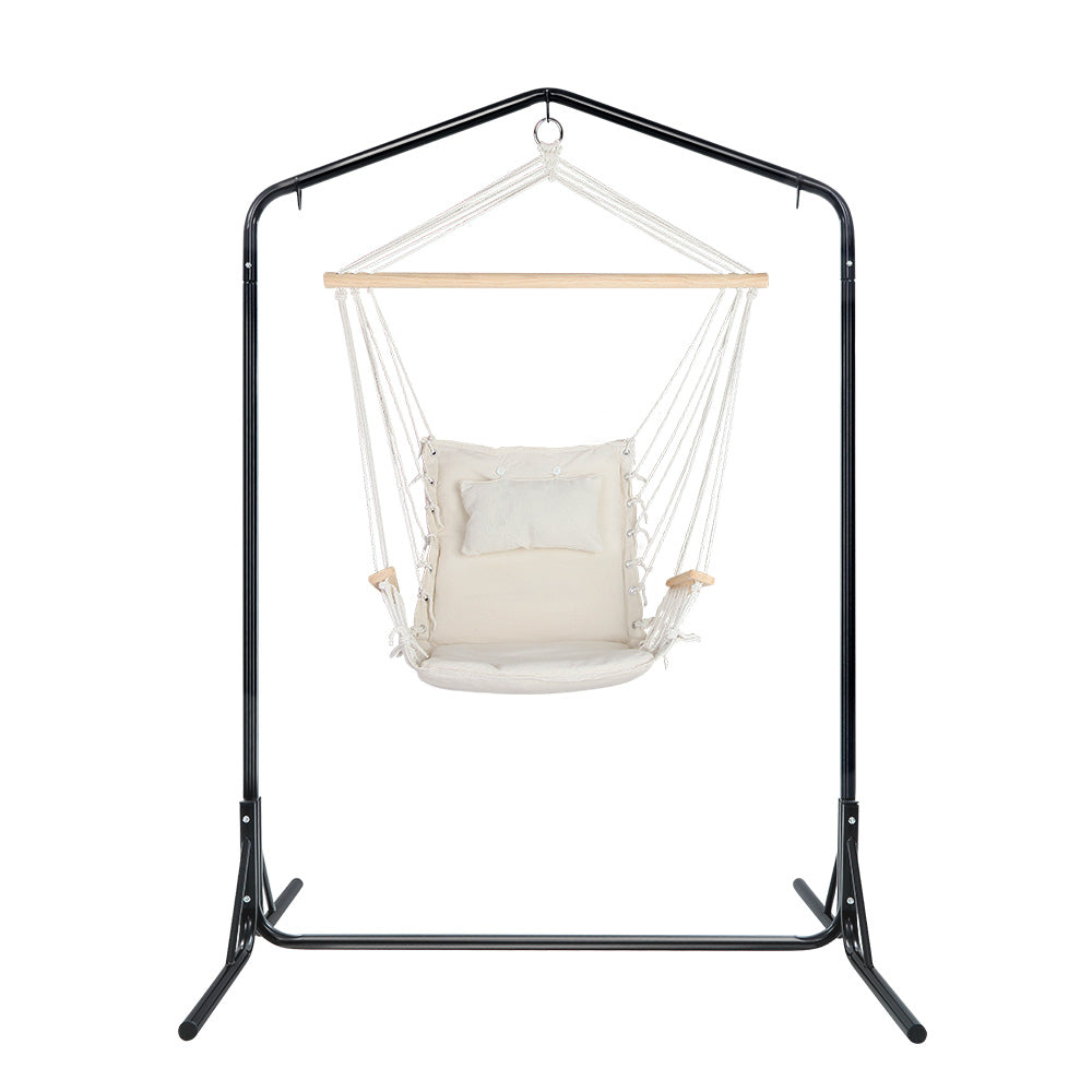 Gardeon Outdoor Hammock Chair | w/Stand | Swing Hanging Hammock | Garden | Cream