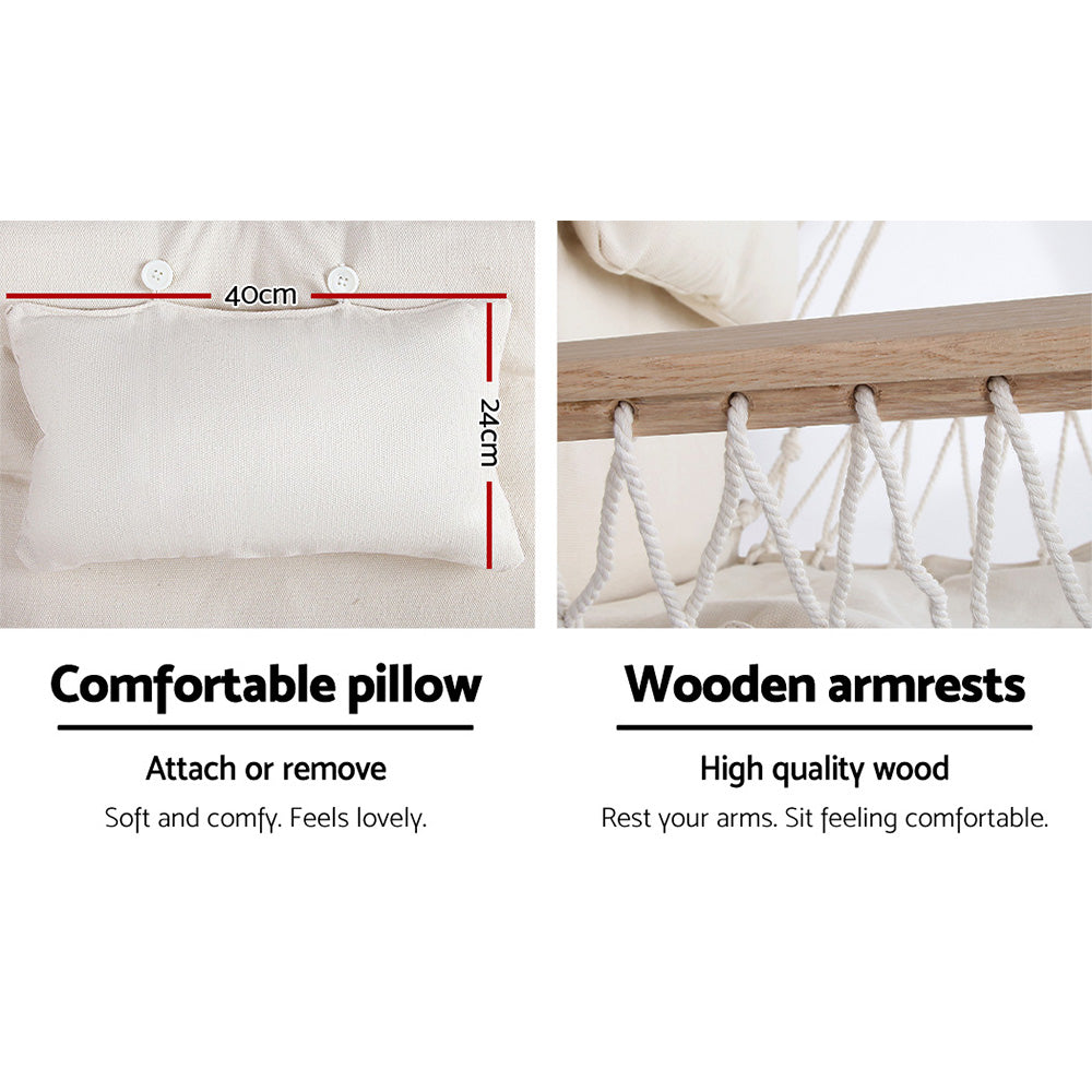 Gardeon Outdoor Hammock Chair | w/Stand | Swing Hanging Hammock | Garden | Cream