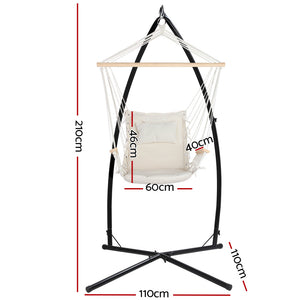 Hammock Chair | Steel Stand | Armrest | Outdoor Hanging | Cream