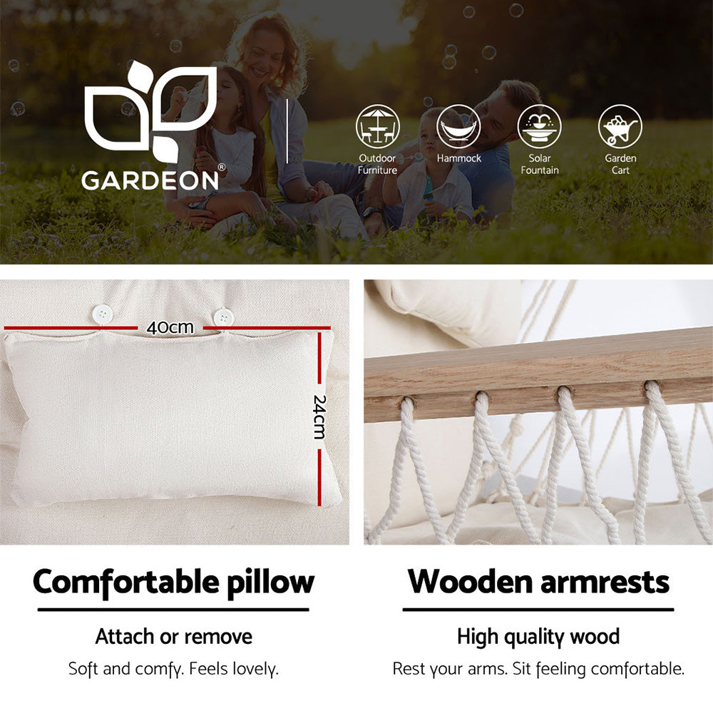 Hammock Chair | Steel Stand | Armrest | Outdoor Hanging | Cream