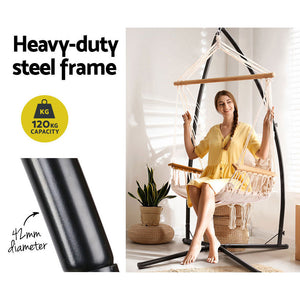 Hammock Chair | Steel Stand | Armrest | Outdoor Hanging | Cream