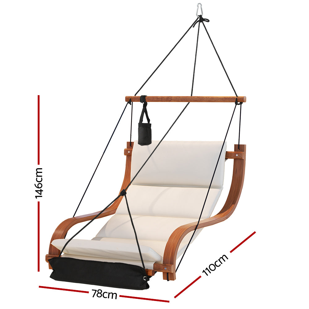 Hammock Chair | Wooden Hanging | Indoor Outdoor Lounge | Patio