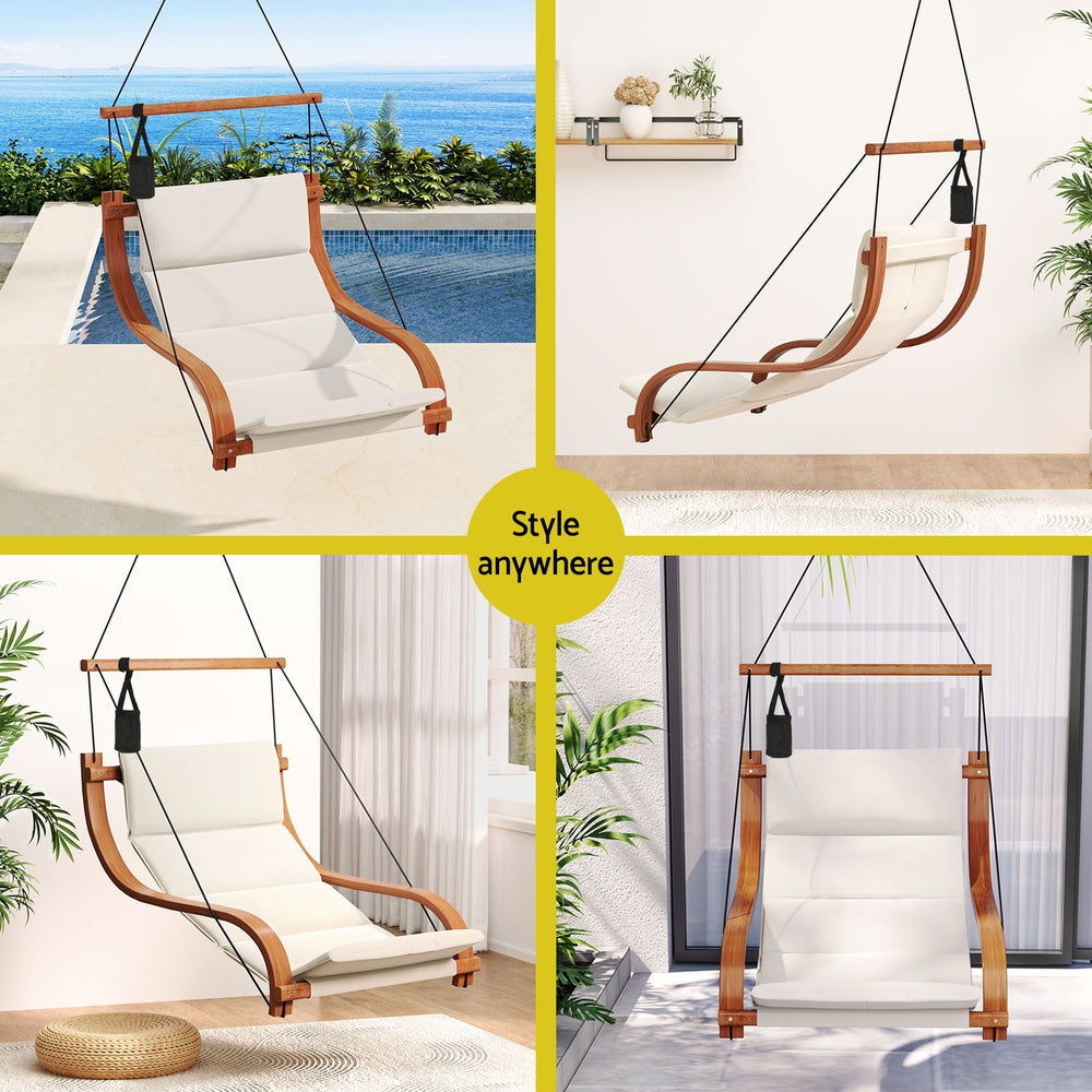 Hammock Chair | Wooden Hanging | Indoor Outdoor Lounge | Patio