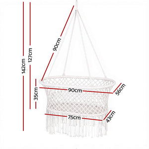 Hammock Chair | Cotton Swing Seat | Indoor & Outdoor Cream Finish