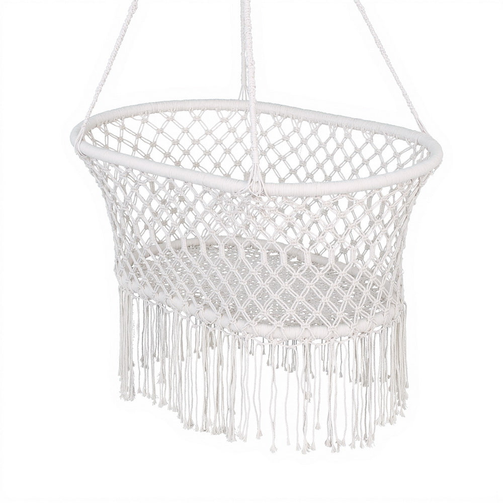 Hammock Chair | Cotton Swing Seat | Indoor & Outdoor Cream Finish