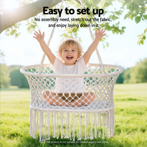 Hammock Chair | Cotton Swing Seat | Indoor & Outdoor Cream Finish