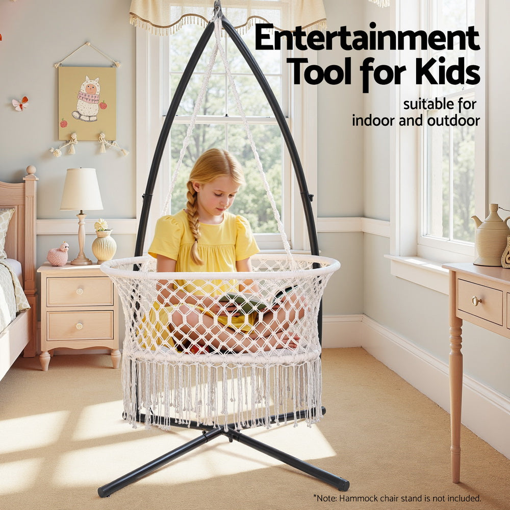 Hammock Chair | Cotton Swing Seat | Indoor & Outdoor Cream Finish