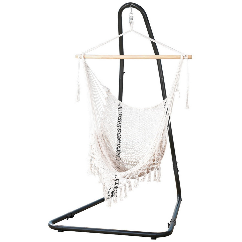 Hanging Hammock Chair | Heavy Duty Steel Stand | Outdoor Swing Seat for Patio & Garden