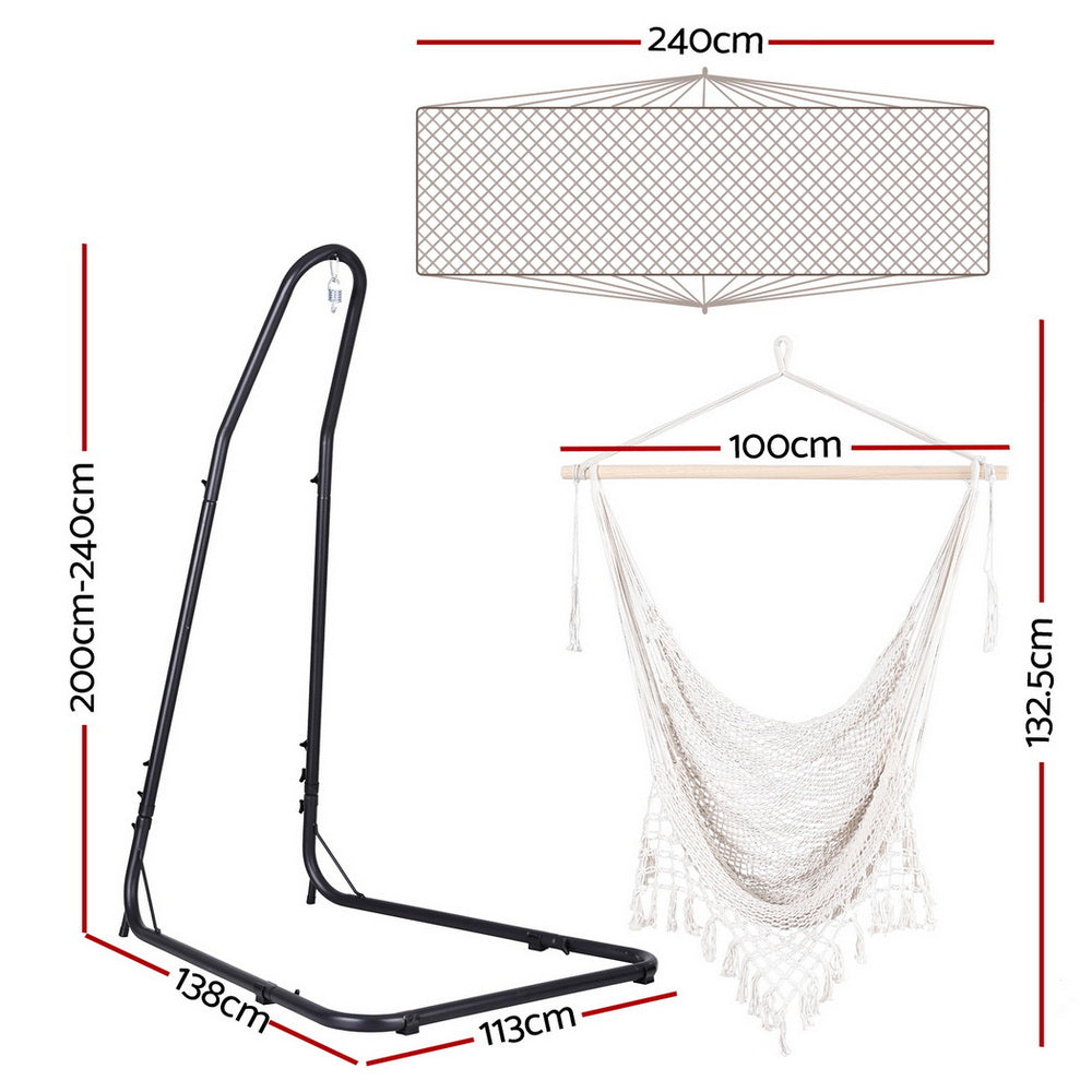 Hanging Hammock Chair | Heavy Duty Steel Stand | Outdoor Swing Seat for Patio & Garden