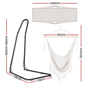 Hanging Hammock Chair | Heavy Duty Steel Stand | Outdoor Swing Seat for Patio & Garden