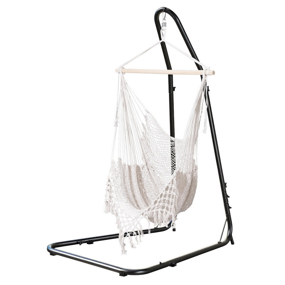 Hanging Hammock Chair | Heavy Duty Steel Stand | Outdoor Swing Seat for Patio & Garden