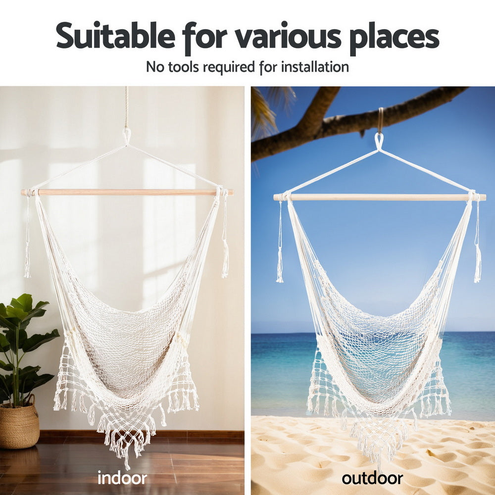 Hanging Hammock Chair | Heavy Duty Steel Stand | Outdoor Swing Seat for Patio & Garden