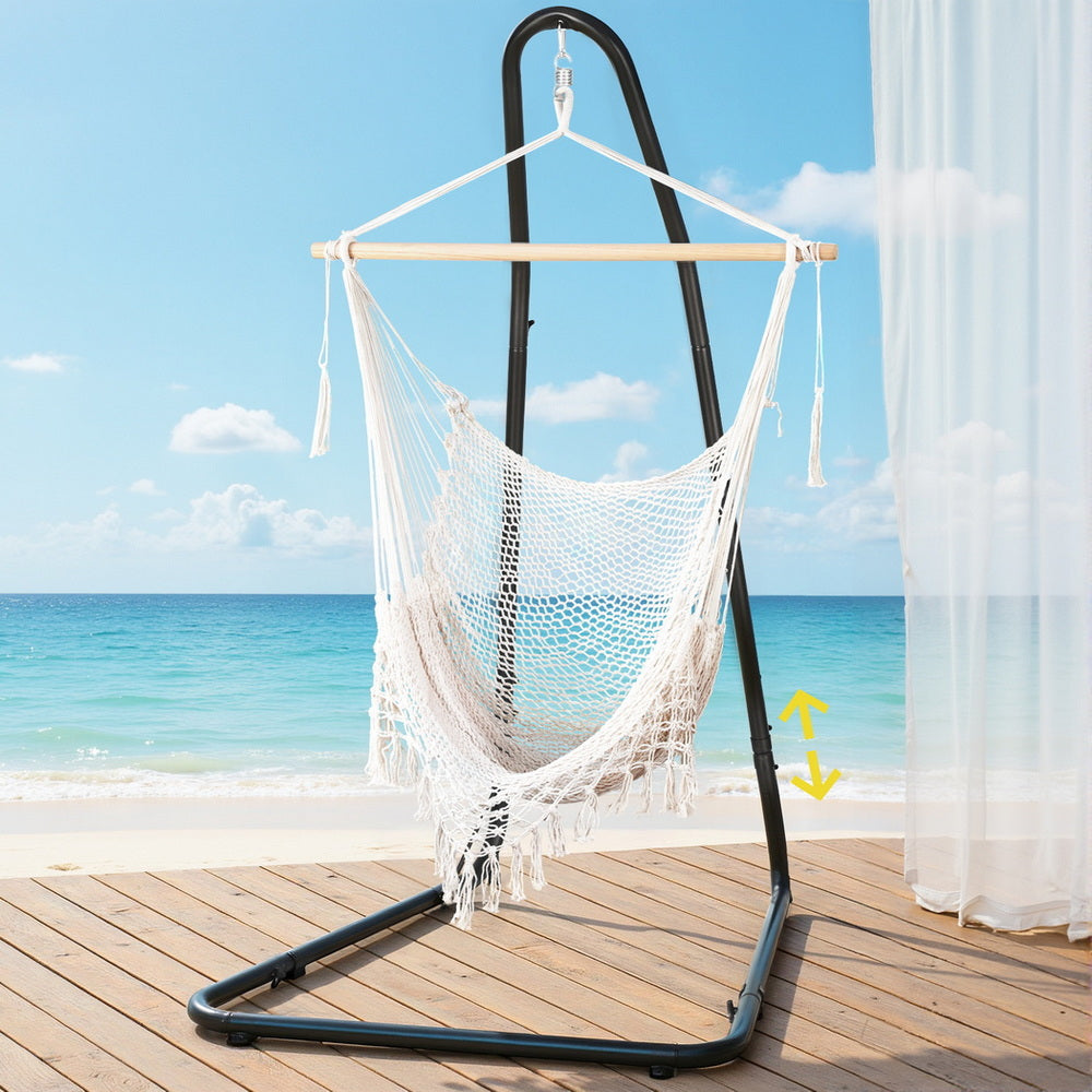 Hanging Hammock Chair | Heavy Duty Steel Stand | Outdoor Swing Seat for Patio & Garden