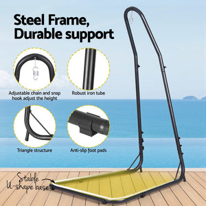 Hammock Hanging Chair | Steel Stand Frame | Patio & Garden Swing Chair | Weatherproof