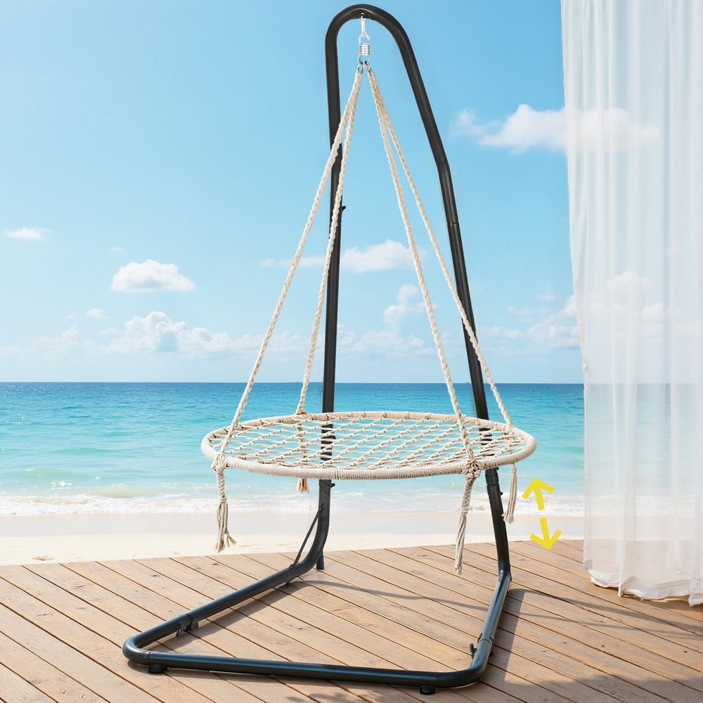 Hammock Hanging Chair | Steel Stand Frame | Patio & Garden Swing Chair | Weatherproof