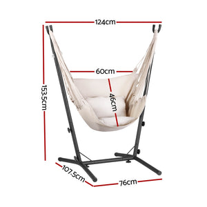 Gardeon Hammock Chair | Outdoor Camping Hanging with Stand | Cream