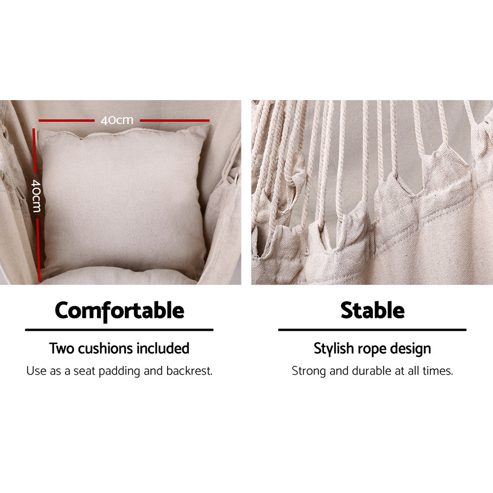 Hammock Chair | Outdoor Camping Hanging | Steel Stand | Cream