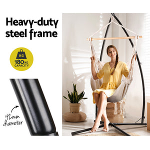 Hammock Chair | Outdoor Camping Hanging | Steel Stand | Cream