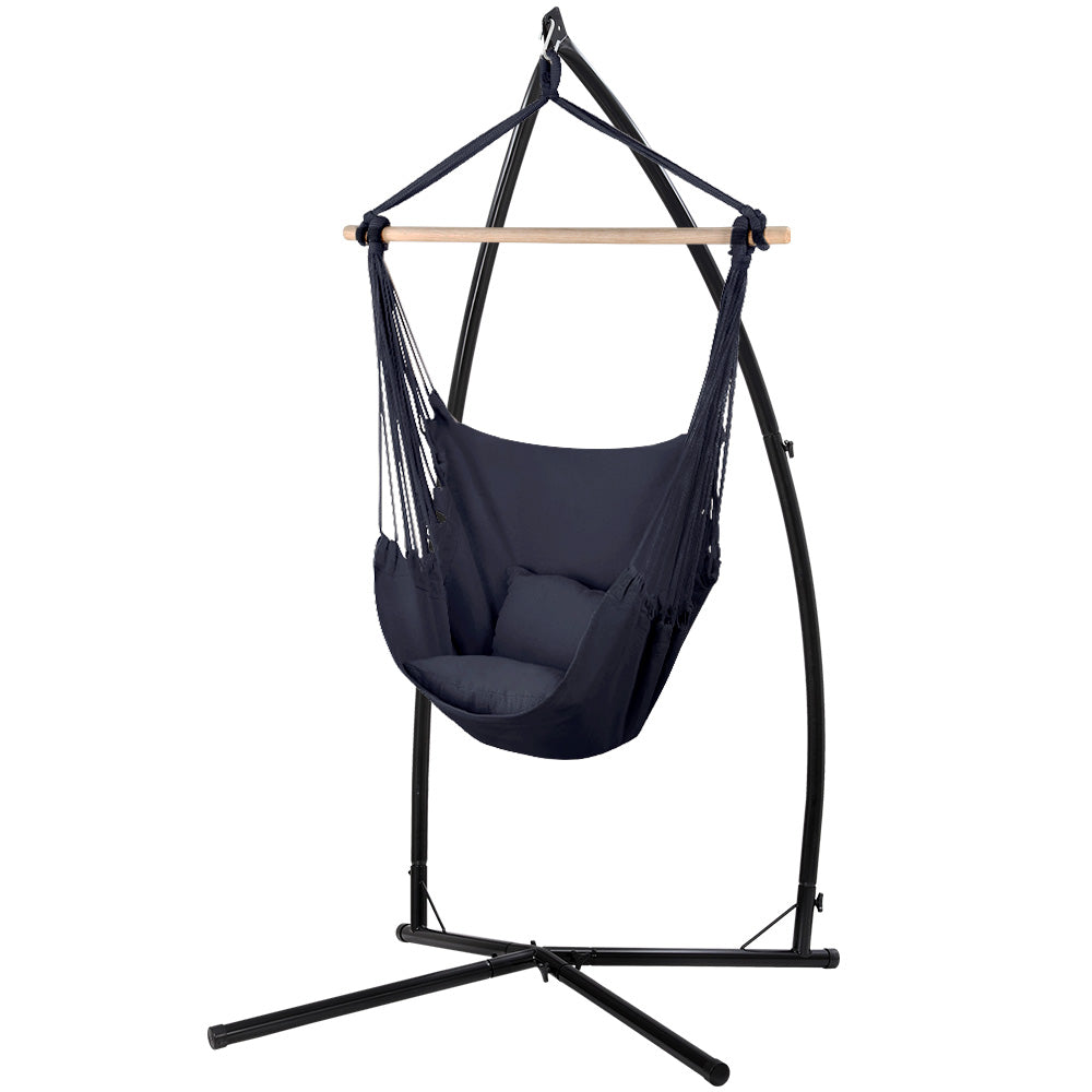 Hammock Chair | Outdoor Camping Hanging | Steel Stand | Grey