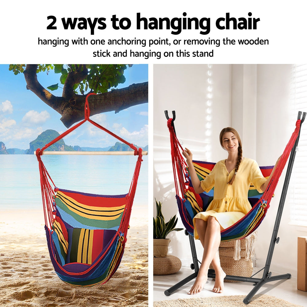 Gardeon Hammock Chair | Outdoor Camping Hanging | Stand | Rainbow