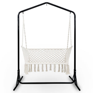 Hammock Chair | With Stand | Macrame | Outdoor Garden | 2 Seater | Cream