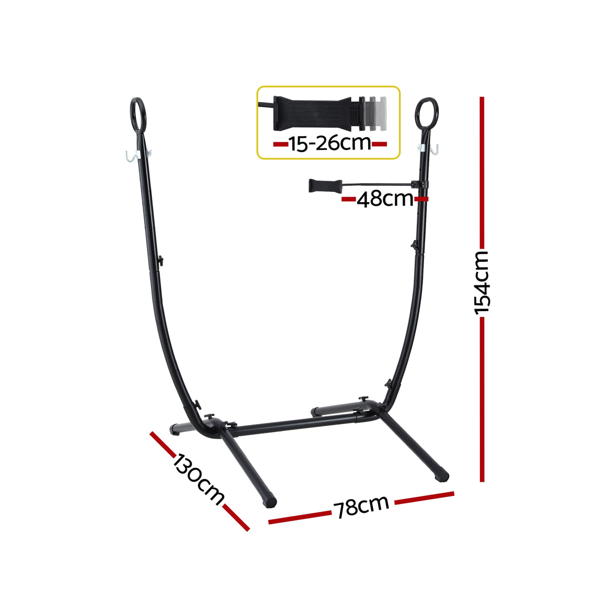 Hammock Chair Stand | Iron Frame | Phone Holder | Black