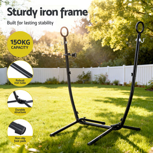 Hammock Chair Stand | Iron Frame | Phone Holder | Black