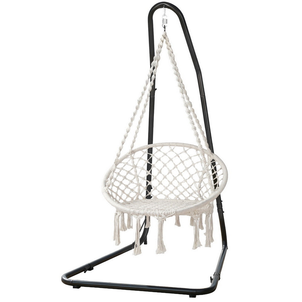 Hammock Hanging Chair | Steel Stand | Outdoor Swing Lounge Seat for Backyard Relaxation