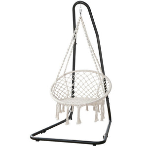 Hammock Hanging Chair | Steel Stand | Outdoor Swing Lounge Seat for Backyard Relaxation