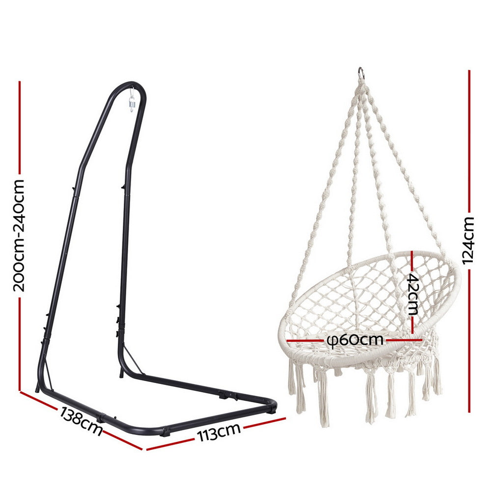 Hammock Hanging Chair | Steel Stand | Outdoor Swing Lounge Seat for Backyard Relaxation
