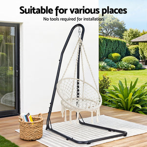 Hammock Hanging Chair | Steel Stand | Outdoor Swing Lounge Seat for Backyard Relaxation