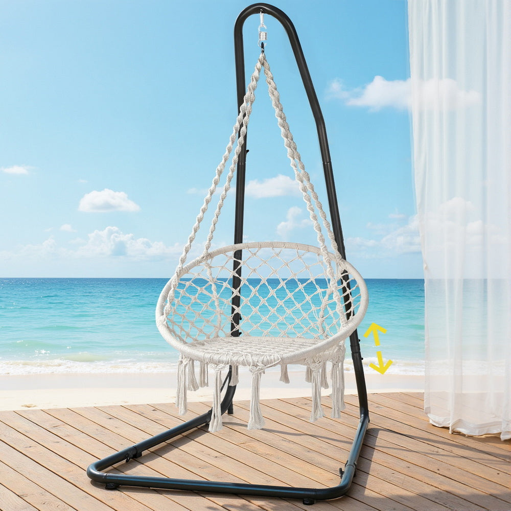 Hammock Hanging Chair | Steel Stand | Outdoor Swing Lounge Seat for Backyard Relaxation