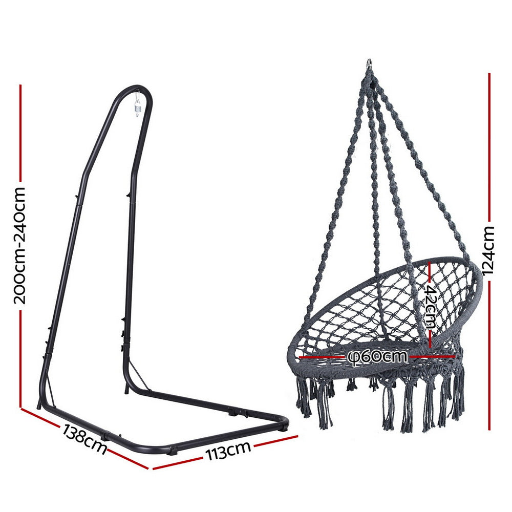 Hammock Hanging Chair | Steel Stand | Outdoor Patio Swing Chair for Garden & Balcony
