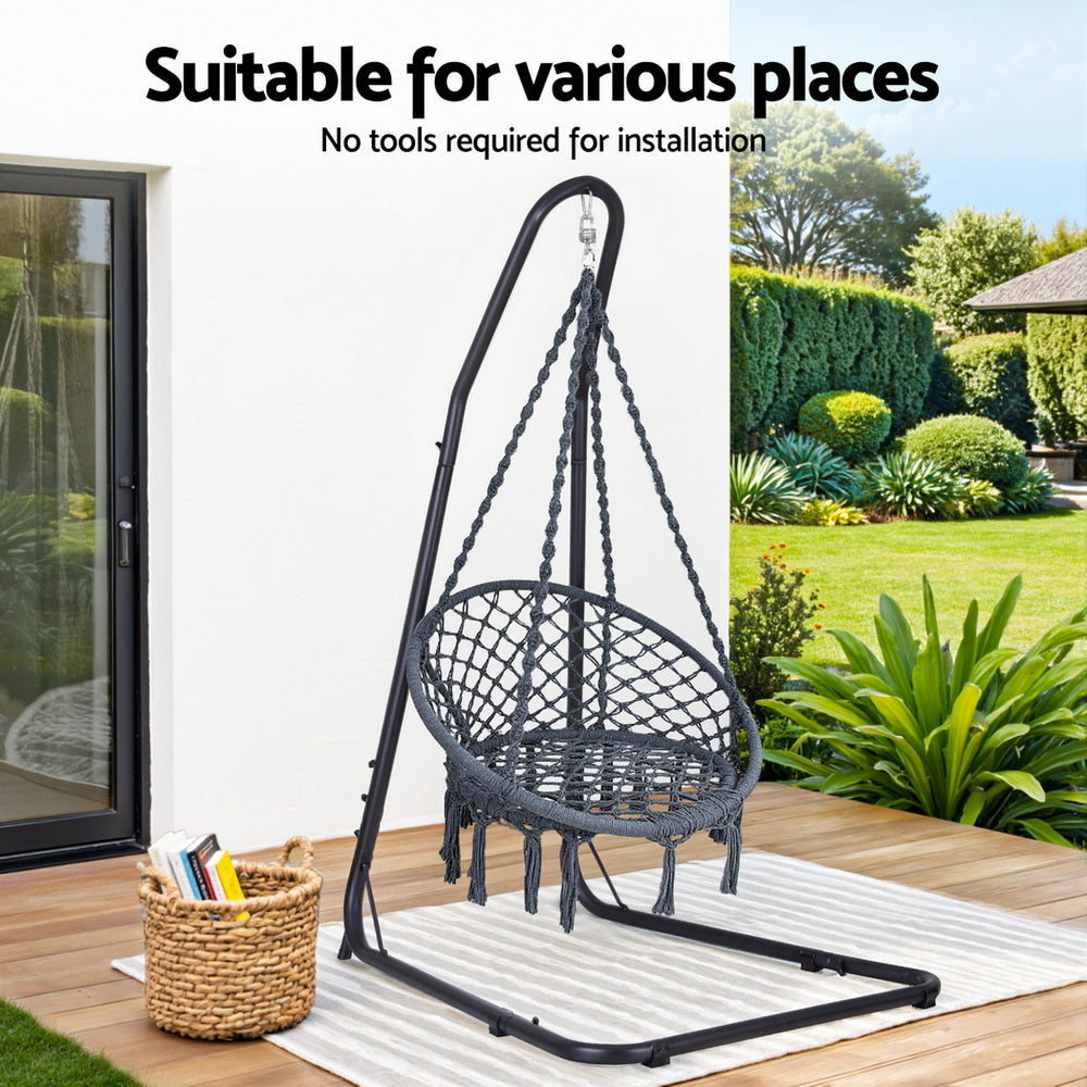 Hammock Hanging Chair | Steel Stand | Outdoor Patio Swing Chair for Garden & Balcony