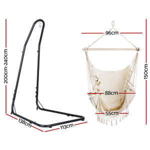 Hammock Hanging Chair | Steel Stand | Outdoor Swing Lounge Seat | Weather-Resistant Design