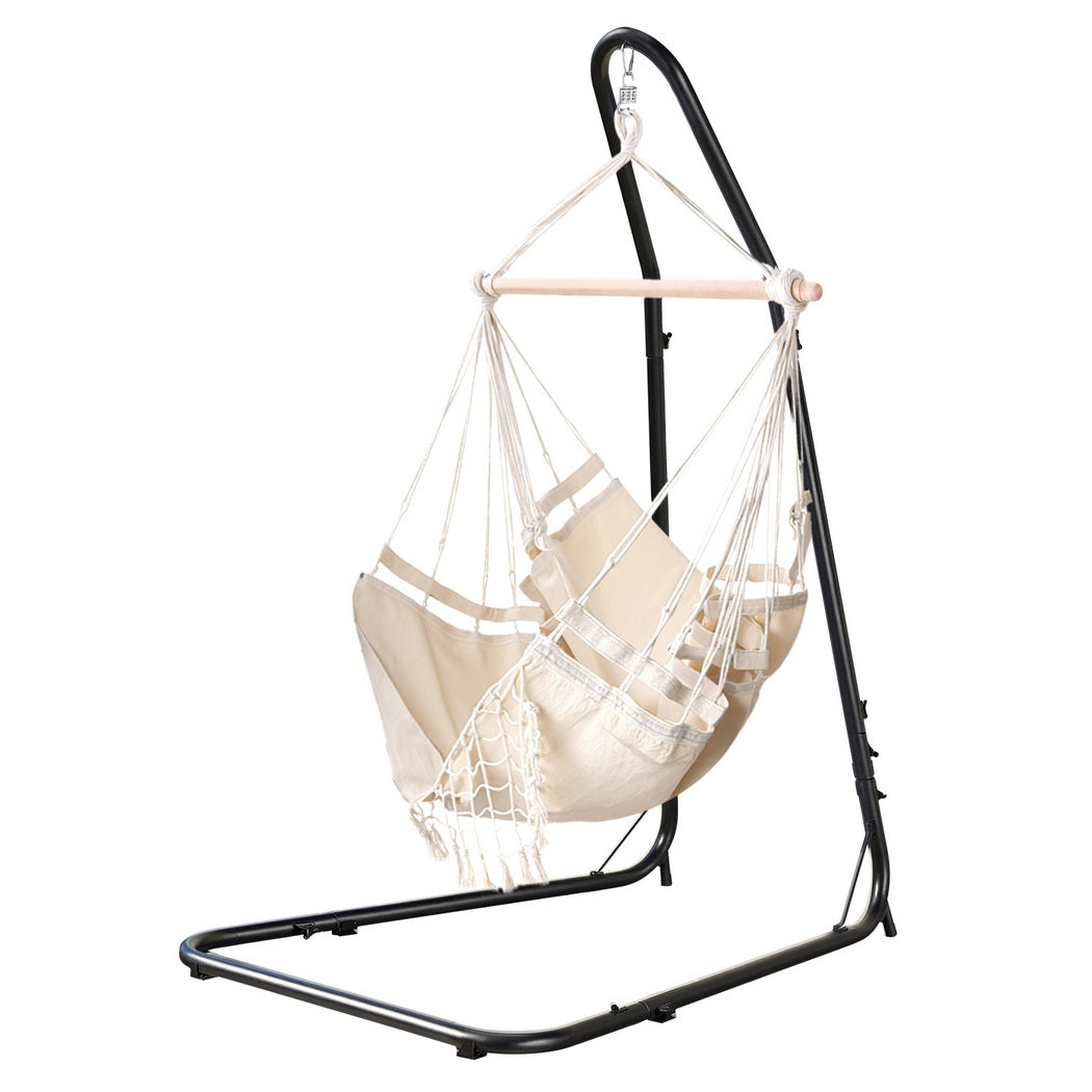 Hammock Hanging Chair | Steel Stand | Outdoor Swing Lounge Seat | Weather-Resistant Design