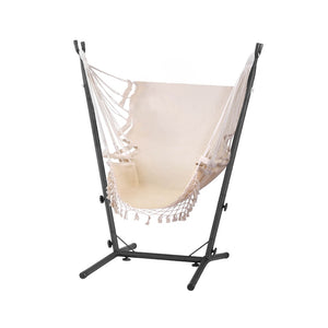 Gardeon Hammock Chair | Outdoor Camping Hanging with Stand | Cream