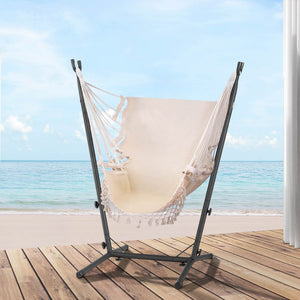 Gardeon Hammock Chair | Outdoor Camping Hanging with Stand | Cream
