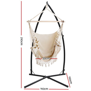 Hammock Chair | With Steel Stand | Hanging Outdoor Tassel | Cream