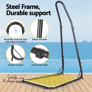 Hammock Hanging Chair | Steel Frame Stand | Outdoor Patio Swing Seat | Weather-Resistant Design