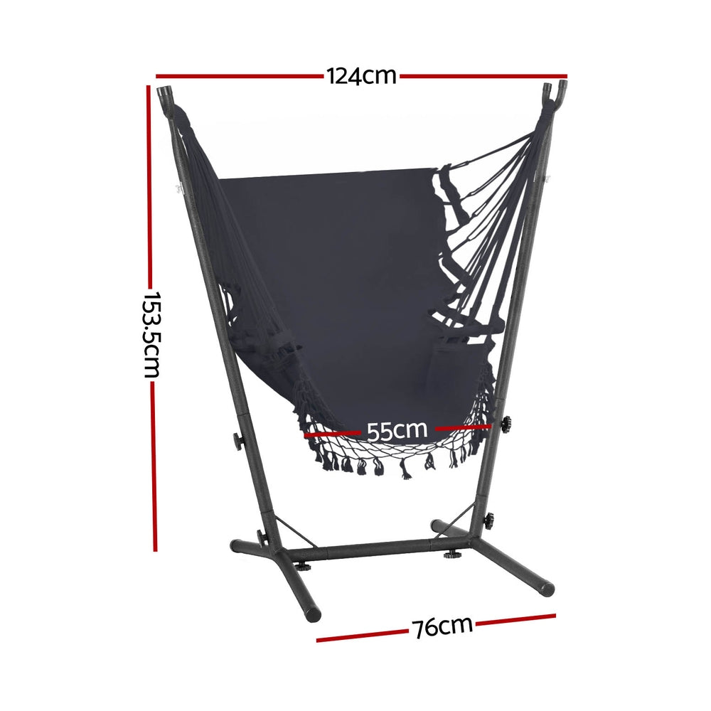 Gardeon Hammock Chair | Outdoor Camping Hanging | Stand | Grey