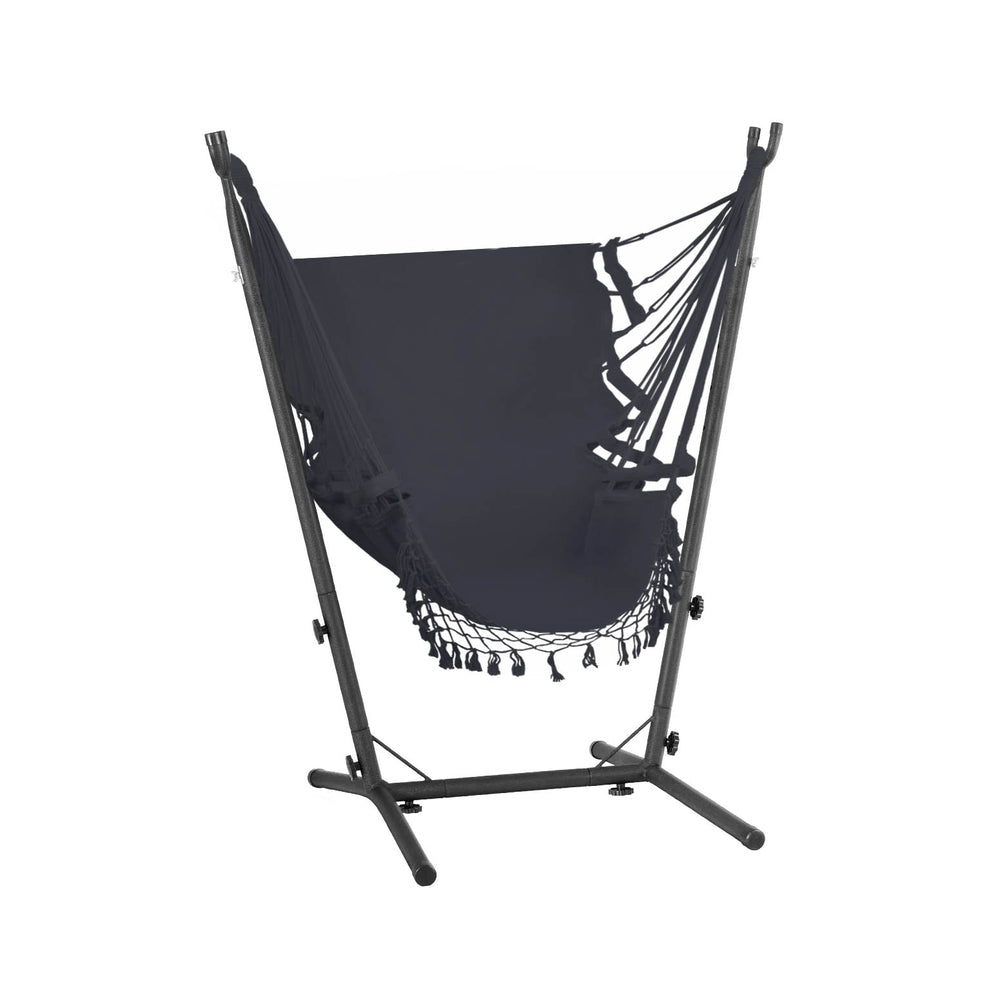 Gardeon Hammock Chair | Outdoor Camping Hanging | Stand | Grey