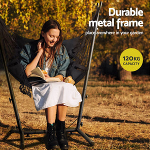 Gardeon Hammock Chair | Outdoor Camping Hanging | Stand | Grey