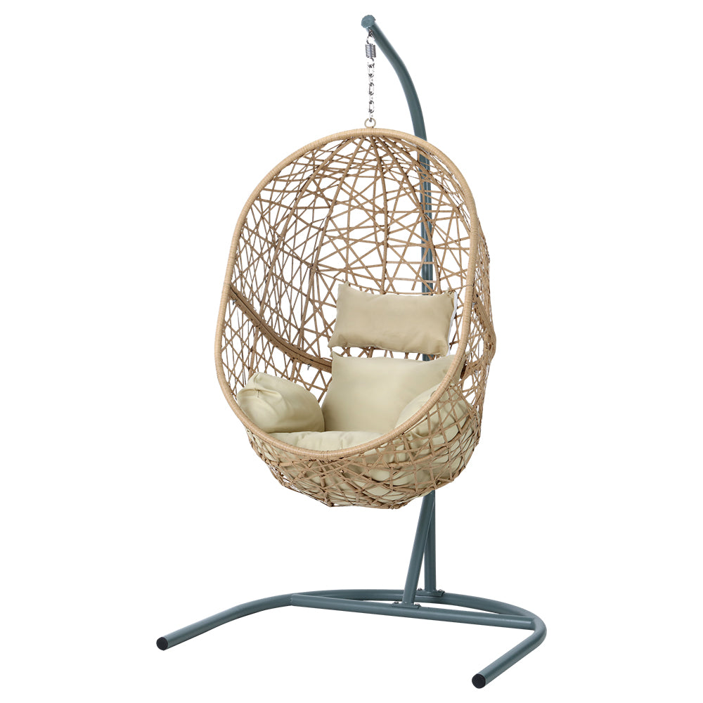 Outdoor Egg Swing Chair | Wicker Rattan Furniture | Pod Stand Cushion | Yellow