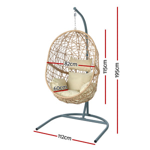 Outdoor Egg Swing Chair | Wicker Rattan Furniture | Pod Stand Cushion | Yellow