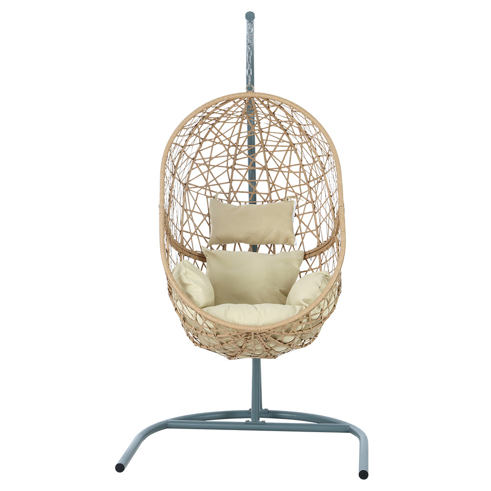 Outdoor Egg Swing Chair | Wicker Rattan Furniture | Pod Stand Cushion | Yellow
