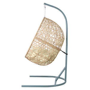 Outdoor Egg Swing Chair | Wicker Rattan Furniture | Pod Stand Cushion | Yellow